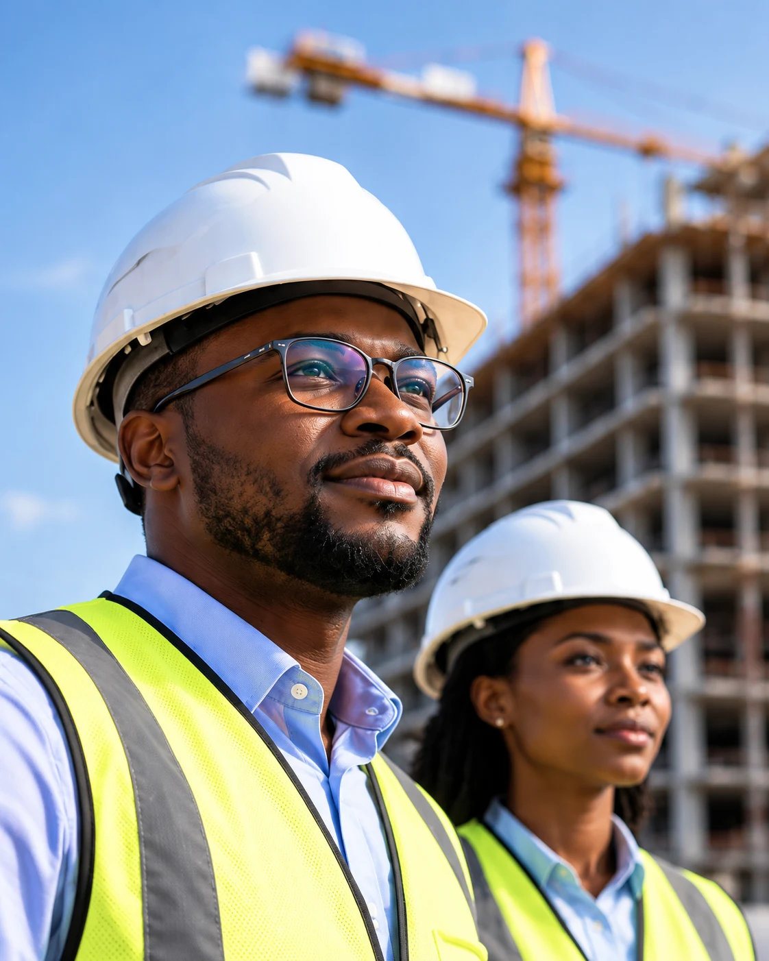 Deux ingénieurs de Platform Technologies CI sur un chantier